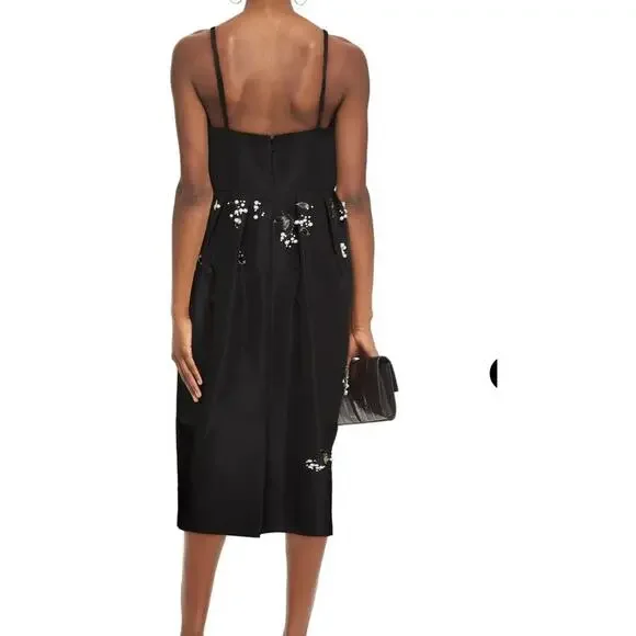 NWT: Carolina Herrera Embellished Pleated Silk-Faille Midi Dress - Picture 4 of 16